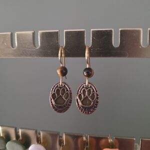 Bronze Paw Print Earrings